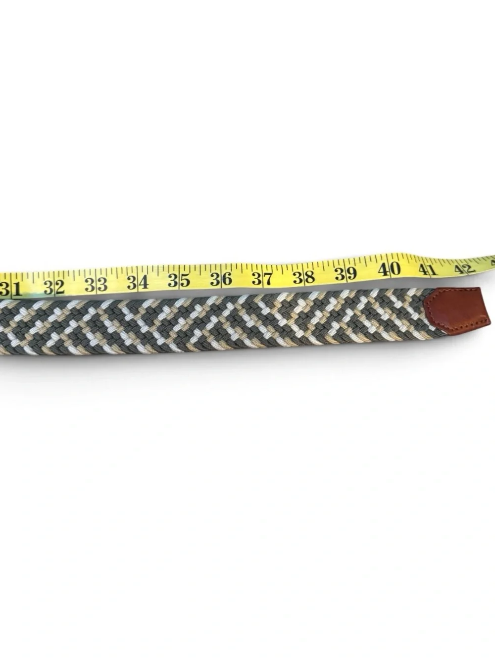 J Crew stretch woven braided belt Medium 36 NEW silver tone buckle